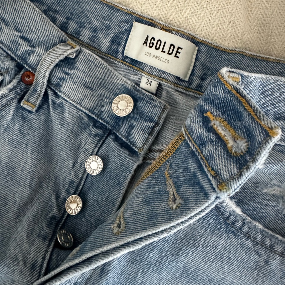 AGOLDE Distressed Denim Shorts Light Wash Size 24